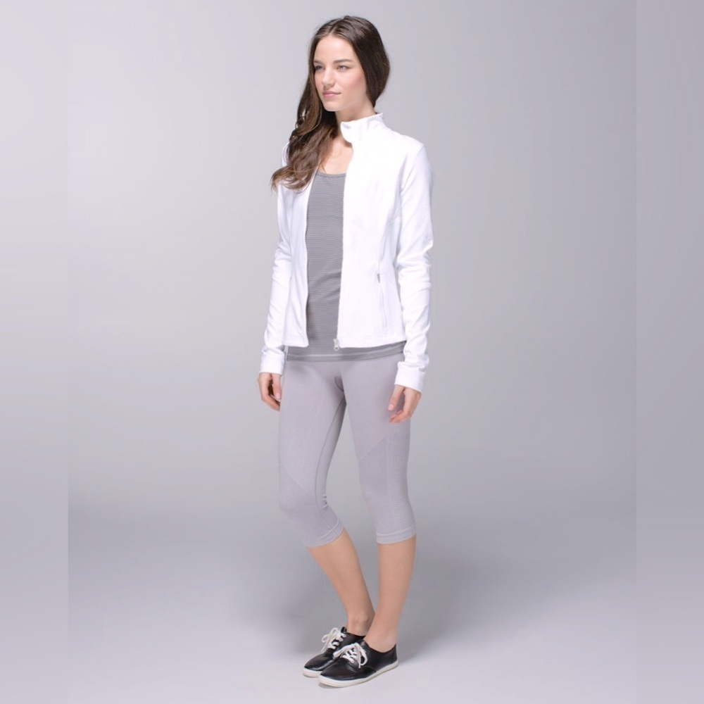 Lululemon In The Flow Crop II Leggings 4 Seamless Heathered light Gray W6B41S